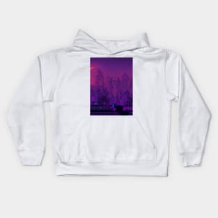 Cyberpunk city / vaporwave art Kids Hoodie